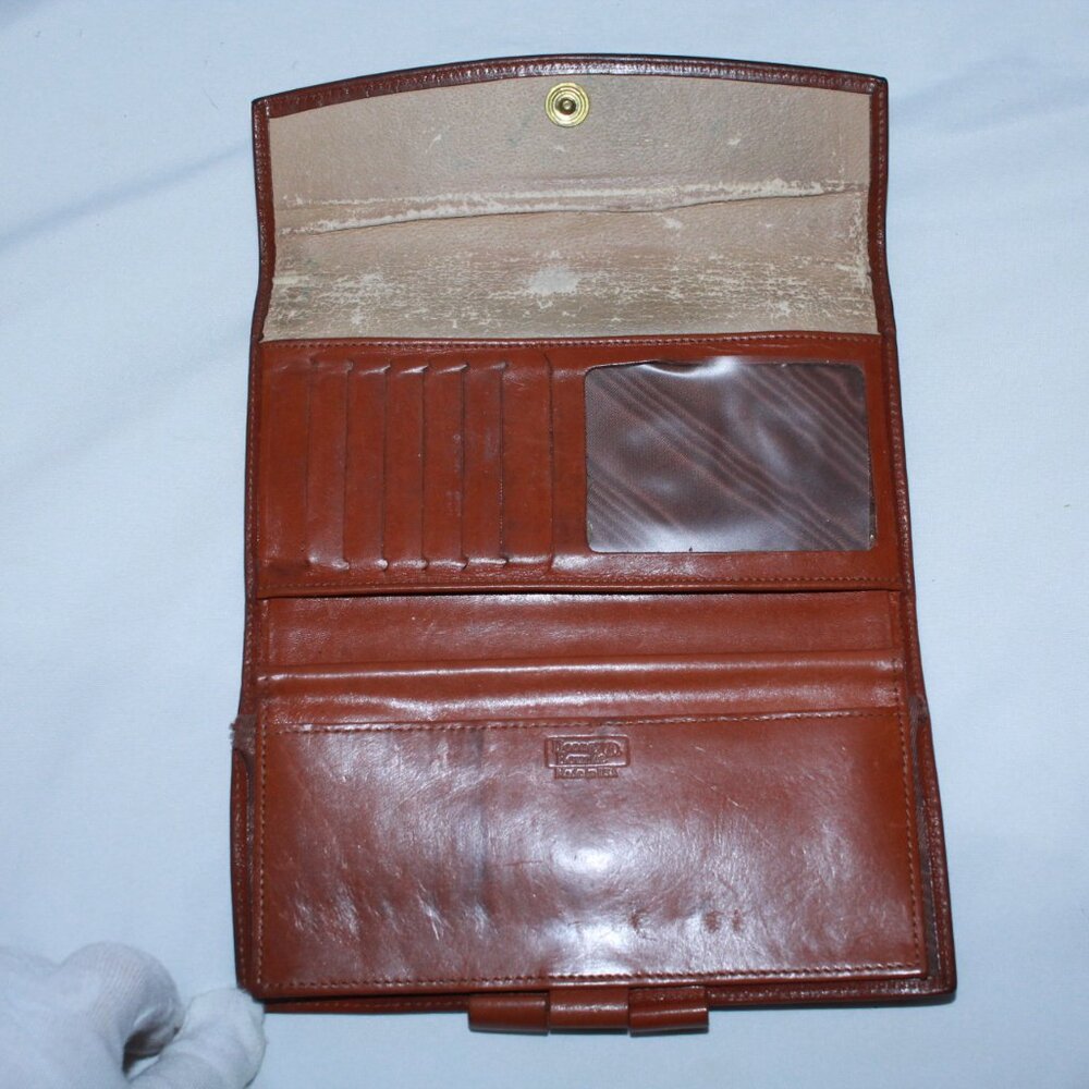 Dooney & Bourke Black & British Tan Vintage IVY Wallet Checkbook W Coinpurse - Picture 5 of 11